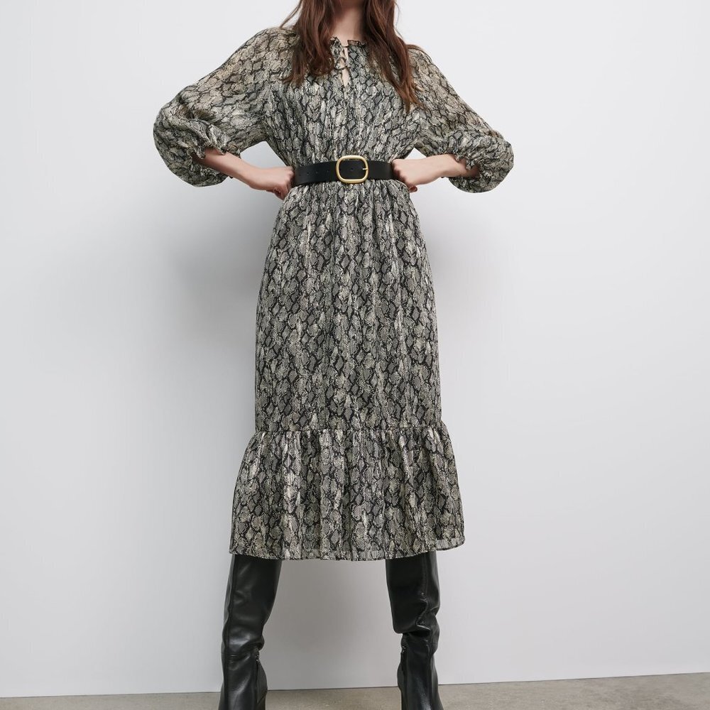 NWT ZARA ANIMAL PRINT MIDI DRESS size S